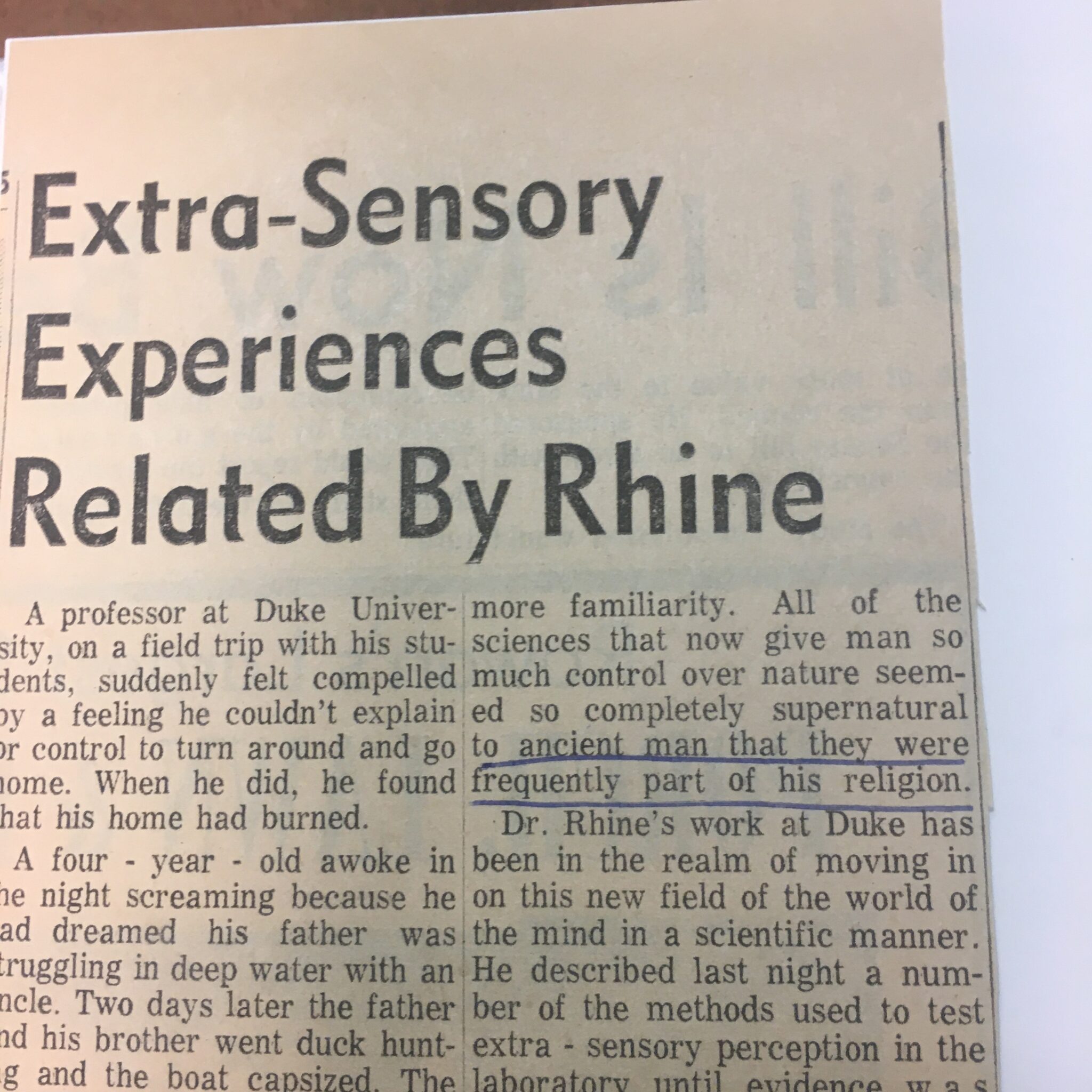 Some Exciting Headlines – J.B. Rhine Letters 1923 -1939